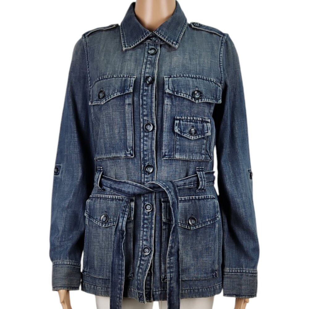 Gap 1969 medium wash denim jacket mid length gorpcore belted